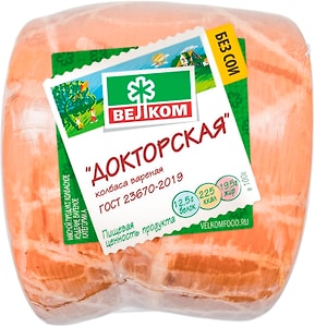 Изображение товара Колбаса Велком Докторская вареная 0.4-0.6кг