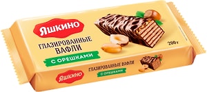 Изображение товара Вафли Яшкино глазированные с орешками 200г