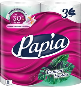 Изображение товара Туалетная бумага Papia Tropical Exotics 3 слоя 4 рулона