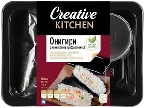 Изображение товара Онигири Creative Kitchen с начинкой из крабового мяса имитированного с соевым соусом 130г