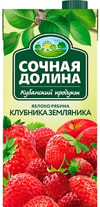 Изображение товара Напиток сокосодержащий Сочная Долина Яблоко-Рябина-Клубника-Земляника 950мл