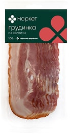 Изображение товара Грудинка Маркет из свинины копчено-вареная 100г