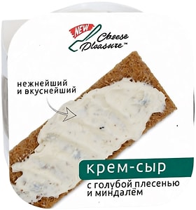 Изображение товара Крем-сыр Cheese Pleasure с голубой плесенью и миндалем 55% 70г