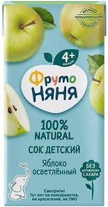 Изображение товара Сок ФрутоНяня Яблочный 200мл