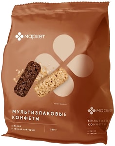 Изображение товара Конфеты Маркет мультизлаковые с белой и темной глазурью 200г