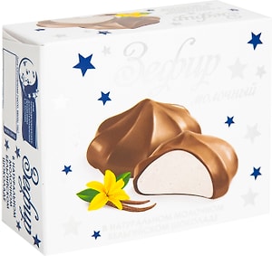 Изображение товара Зефир Первый шоколатье молочный с ванилью в молочном бельгийском шоколаде 60г