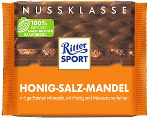 Изображение товара Шоколад Ritter Sport Молочный Соленый миндаль с медом 100г