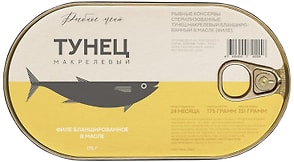 Изображение товара Тунец Рыбное меню макрелевый бланшированный в масле 175г