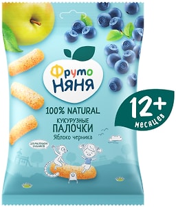 Изображение товара Палочки кукурузные ФрутоНяня Яблоко-Черника с 12 месяцев 20г