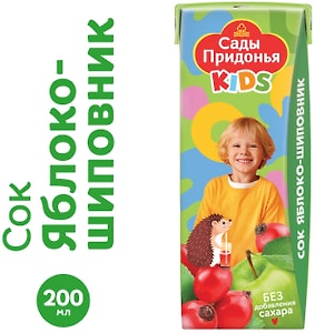 Изображение товара Сок Сады Придонья Kids Яблоко-Шиповник с 6 месяцев 200мл