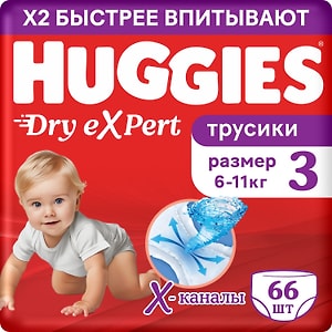 Изображение товара Подгузники трусики Huggies Dry Expert 3 размер М 6-11кг 66шт
