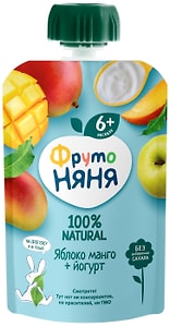 Изображение товара Пюре ФрутоНяня из Яблок и Манго с йогуртом 90г