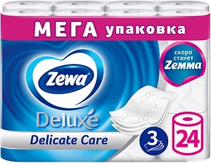 Изображение товара Туалетная бумага Zewa Deluxe 24 рулона 3 слоя