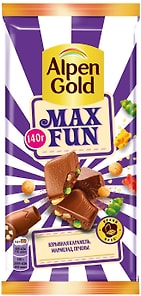 Изображение товара Шоколад Alpen Gold Max Fan Молочный Взрывная карамель Мармелад Печенье140г