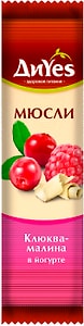 Изображение товара Батончик мюсли DiYes Клюква-малина в йогурте 25г