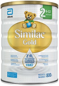Изображение товара Смесь молочная детская Similac Голд 2 с 2-FL для иммунитета и комфортного пищеварения с 6 месяцев 800г