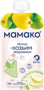 Изображение товара Пюре Мамако Яблоко и козий творожок с 6 месяцев 120г