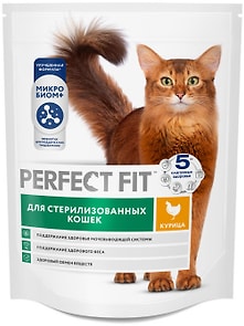 Изображение товара Сухой корм для стерилизованных кошек Perfect Fit полнорационный с курицей 650г