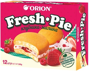 Изображение товара Пирожное Orion Fresh Pie с клубнично-малиновой начинкой 300г