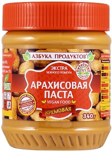 Изображение товара Паста арахисовая Азбука продуктов Экстра кремовая 340г