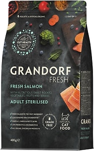 Изображение товара Сухой корм для кошек Grandorf Fresh Cat Sterilised Свежее филе лосося с бататом для стерилизованных 400г