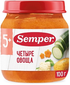 Изображение товара Пюре Semper 4 овоща с 5 месяцев 100г