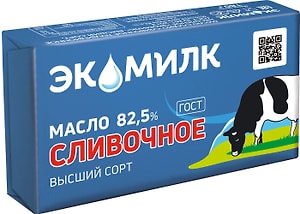 Изображение товара Масло сливочное Экомилк 82.5% 180г