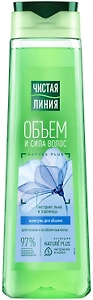 Изображение товара Шампунь для волос Чистая Линия Объем и сила для тонких и ослабленных волос с экстрактами льна и пшеницы 400мл