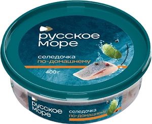 Изображение товара Сельдь Русское Море Селедочка по-домашнему слабосоленая в масле 400г
