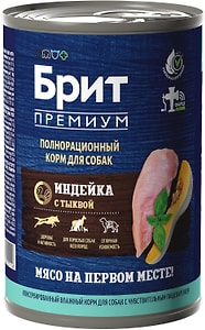 Изображение товара Влажный корм для собак Brit Premium by Nature для чувствительного пищеварения с индейкой и тыквой 410г