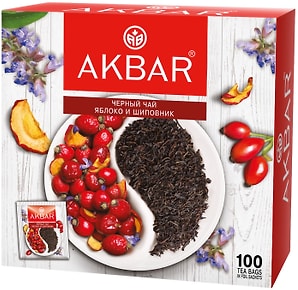 Изображение товара Чай черный Akbar Яблоко и Шиповник 100*1.5г