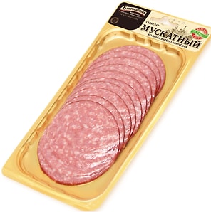 Изображение товара Колбаса Егорьевская Сервелат Мускатный варено-копченая нарезка 100г