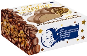 Изображение товара Зефир ЗГДиОП им. В. П. Пастухова молочный с кофе в молочном бельгийском шоколаде 16% 60г