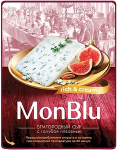 Изображение товара Сыр MonBlu с голубой благородной плесенью Сливочный 60% 100г