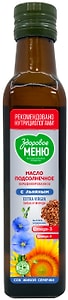 Изображение товара Масло подсолнечное Здоровое меню нерафинированное с добавлением льняного 250мл