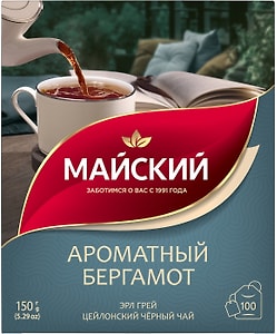 Изображение товара Чай черный Майский Ароматный бергамот 100*1.5г