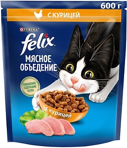 Изображение товара Сухой корм для кошек Felix Мясное объедение с курицей 600г