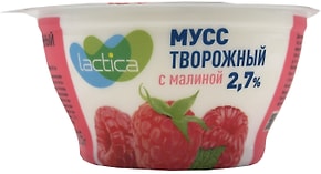 Изображение товара Мусс творожный Lactica с малиной 2.7% 115г
