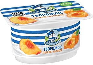 Изображение товара Творожок Простоквашино с персиком и абрикосом 3.6% 110г