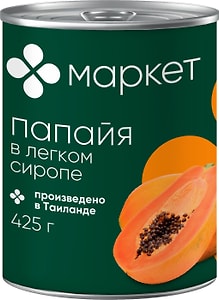Изображение товара Папайя Маркет Кусочки в легком сиропе 425мл