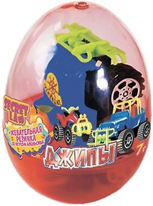 Изображение товара Жевательная резинка Secret Lab Джипы со вкусом апельсина в пластиковом яйце с игрушкой 7г