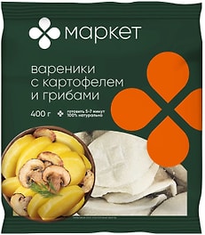 Изображение товара Вареники Маркет с картофелем и грибами 400г
