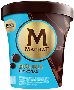 Изображение товара Мороженое Магнат Double Пинта шоколадное c кусочками настоящего шоколада 310г