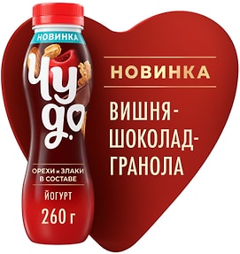 Изображение товара Йогурт питьевой Чудо Вишня-Шоколад-Гранола 2.2% 260г