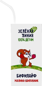 Изображение товара Бифилайф детский Зеленая линия Малина-Шиповник 2.5% 210г