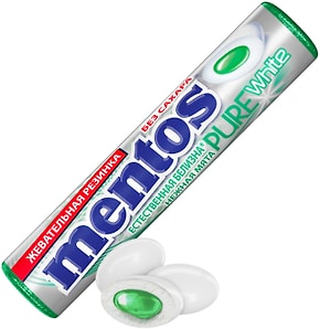 Изображение товара Жевательная резинка Mentos Pure White Нежная мята 15.5г