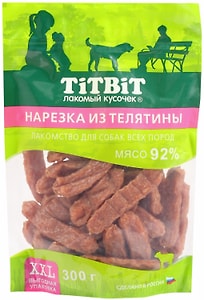 Изображение товара Лакомство для собак TiTBiT Нарезка из телятины 300г