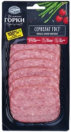 Изображение товара Колбаса Ближние Горки Сервелат варено-копченая нарезка 90г