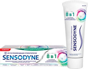 Изображение товара Зубная паста Sensodyne 8в1 Комплексный уход для чувствительных зубов с фтором 75мл