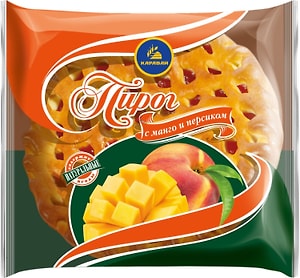 Изображение товара Пирог Каравай с манго и персиком 230г